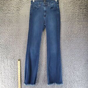 Just Black Jeans Womens 26 Blue Frayed Hem USA Made Denim Stretch Straight